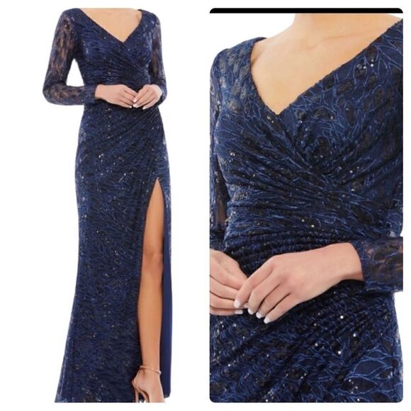 Mac Duggal Long Sleeve Sequin Lace Sequin Gown | Size 16 - Picture 1 of 13